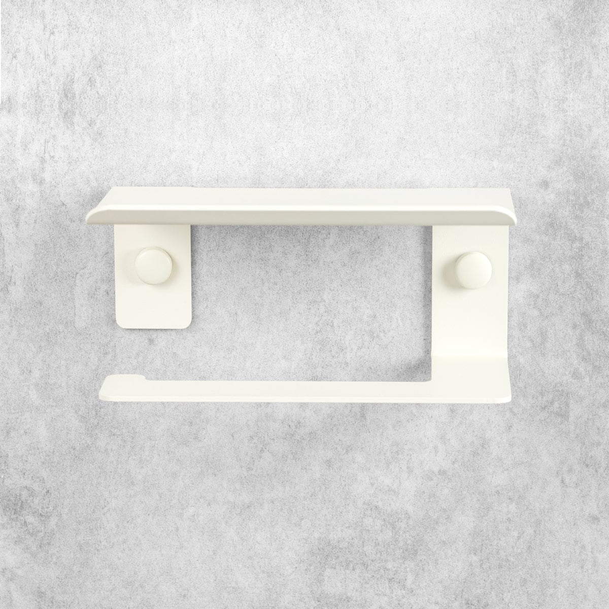 Beiger Wandhalter mit minimalistischem Design und zwei funktionalen Knöpfen