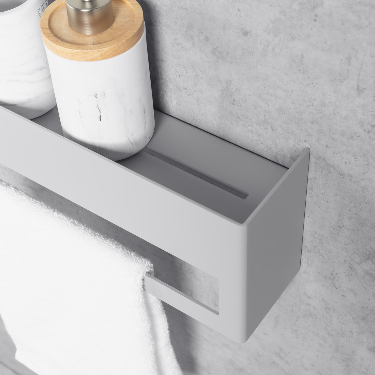 grey towel rack with shelf keyka