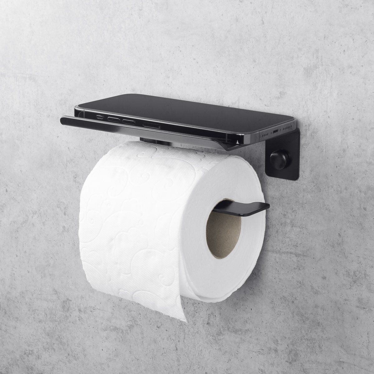 noir porte-papier toilette avec étagère Bliss