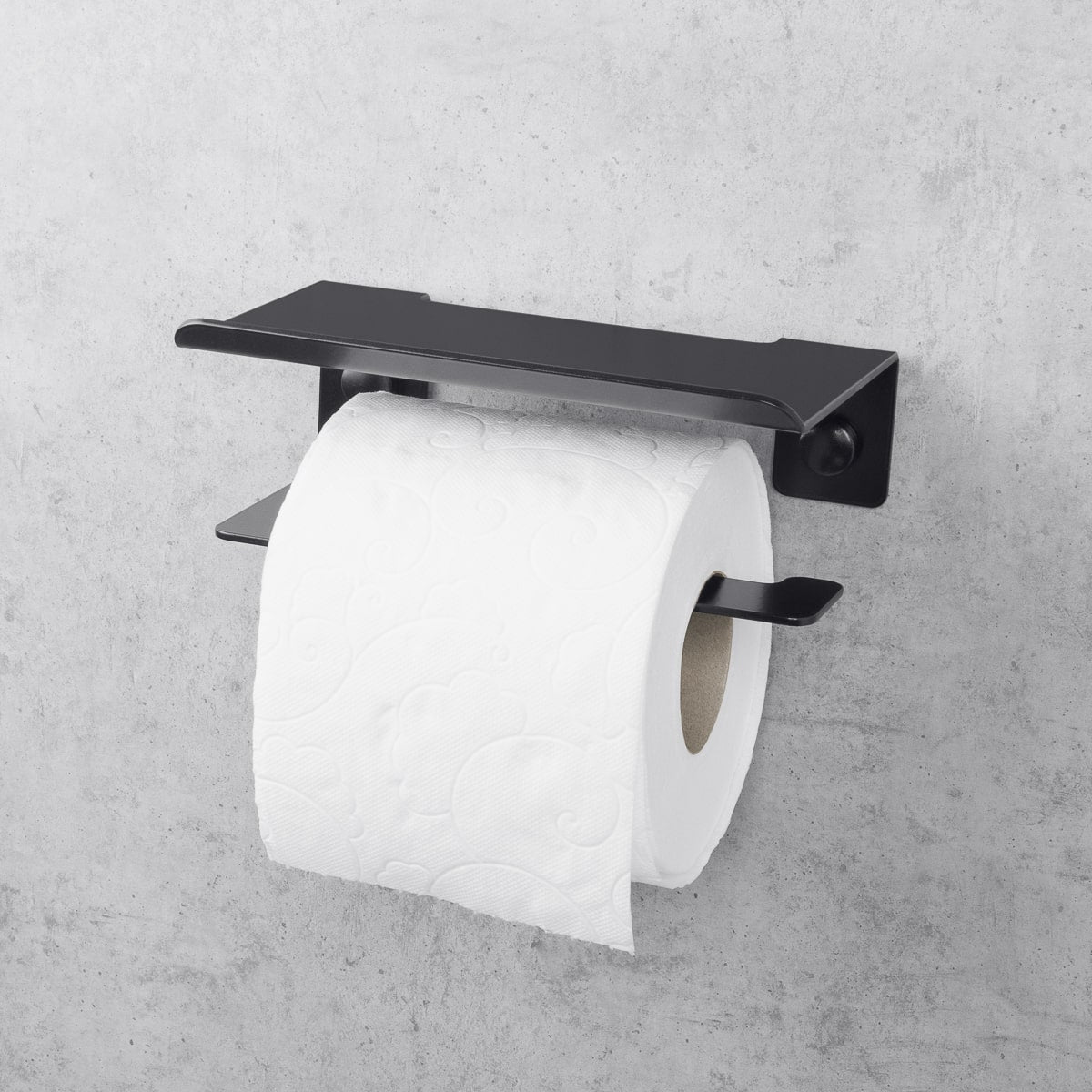 noir porte-papier toilette avec étagère Bliss