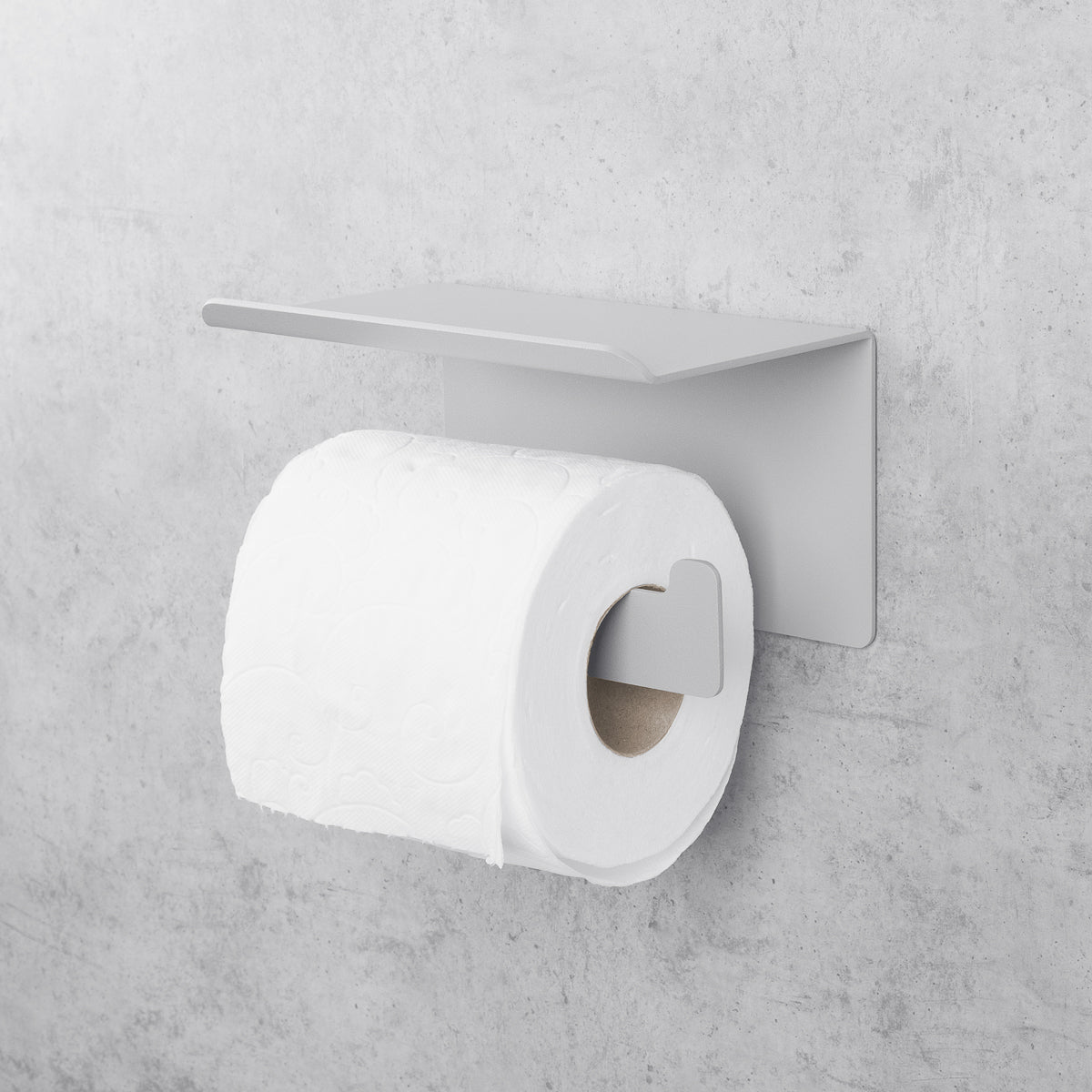 grey toilet paper holder with shelf Bliss 2
