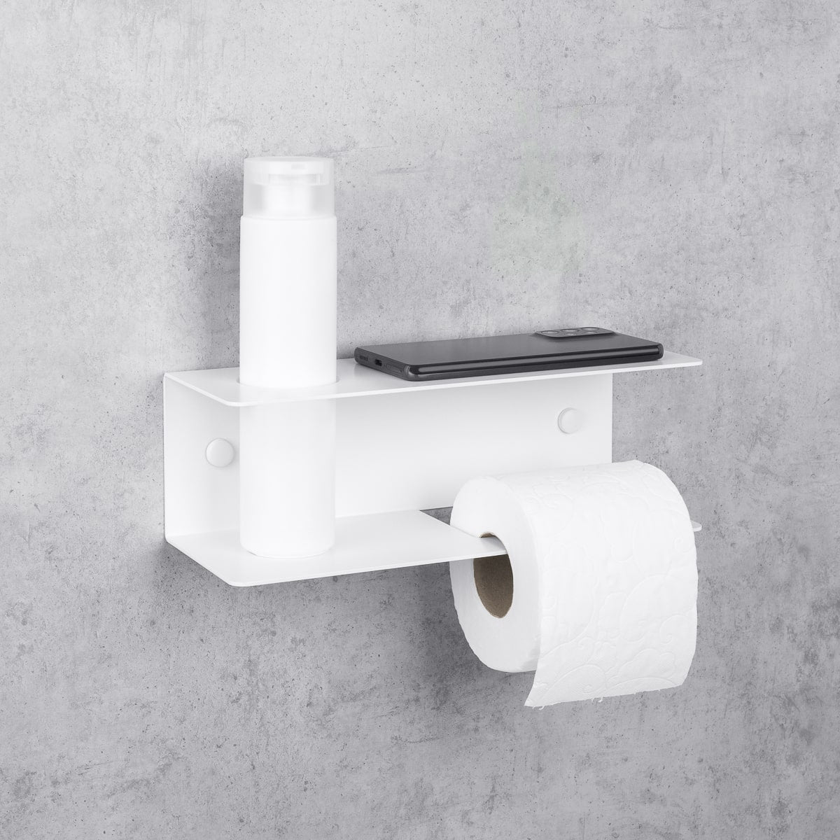 blanc porte-papier toilette avec ligne d'étagères