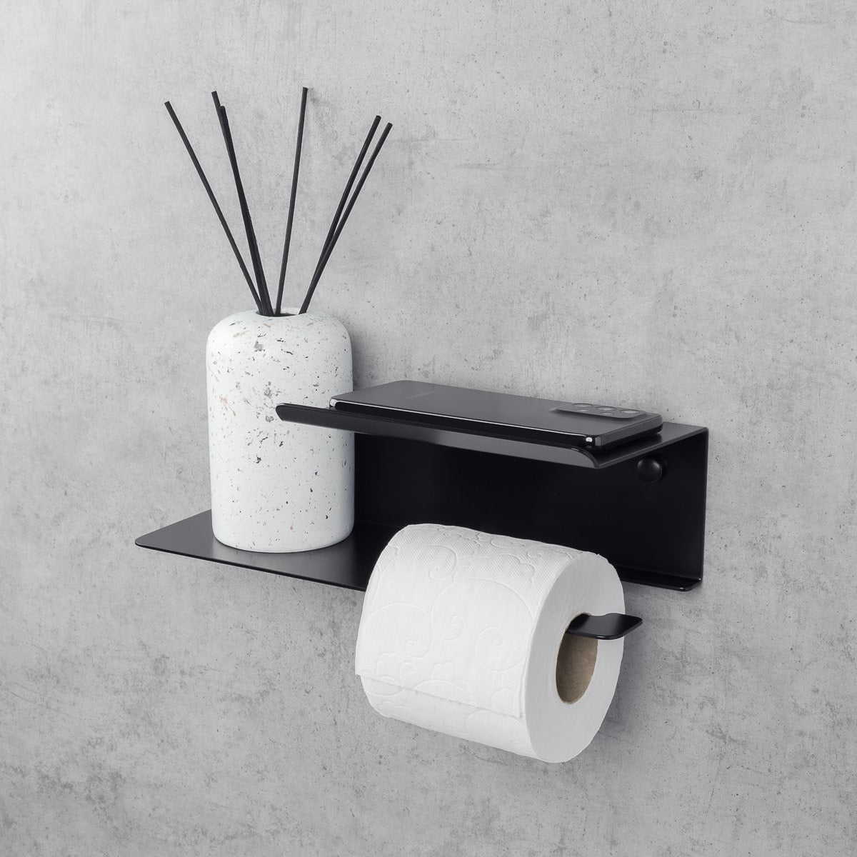 black toilet paper holder with shelf Line Flex