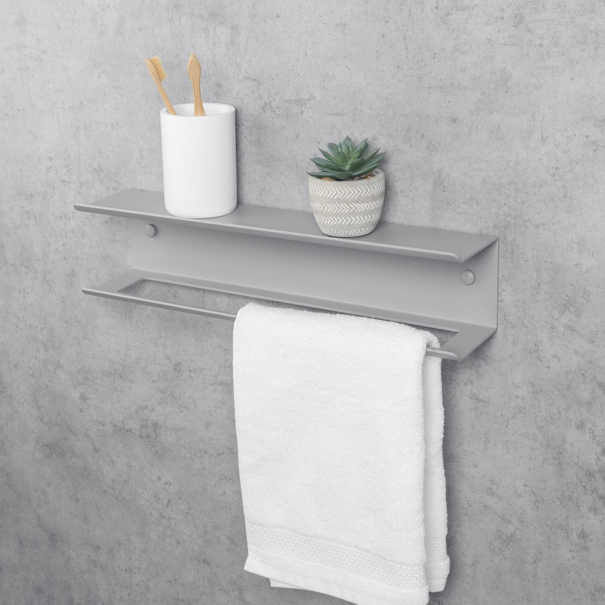 grey Towel Rack with Shelf Pody