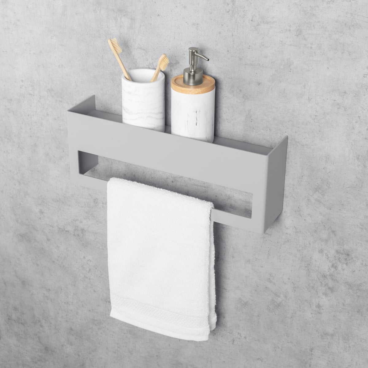 grey towel rack with shelf keyka