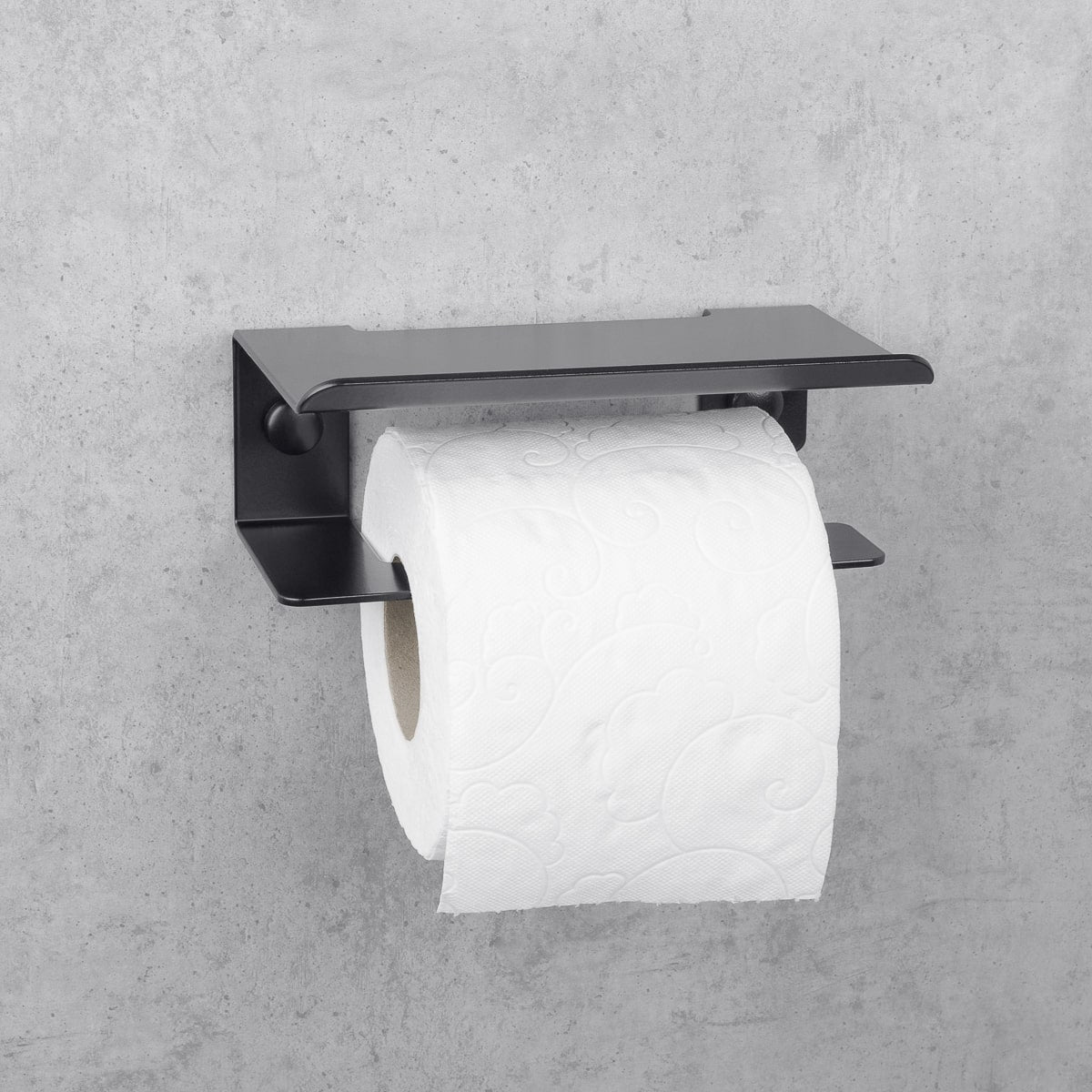 schwarz Toilettenpapierhalter mit Ablage Bliss