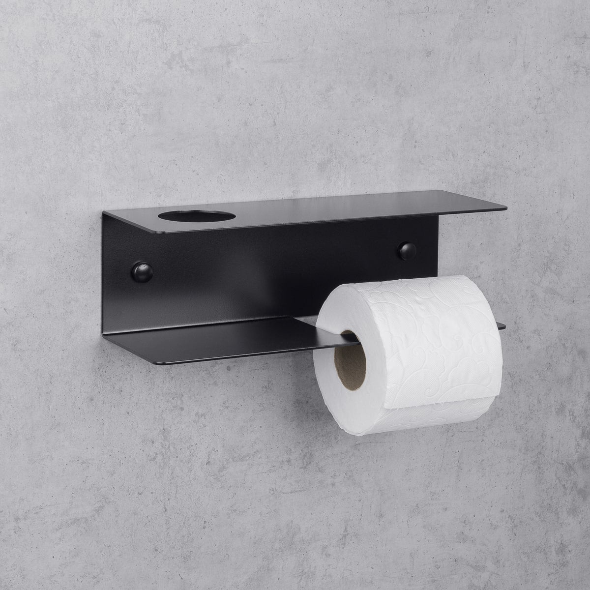 schwarz Toilettenpapierhalter mit Regallinie