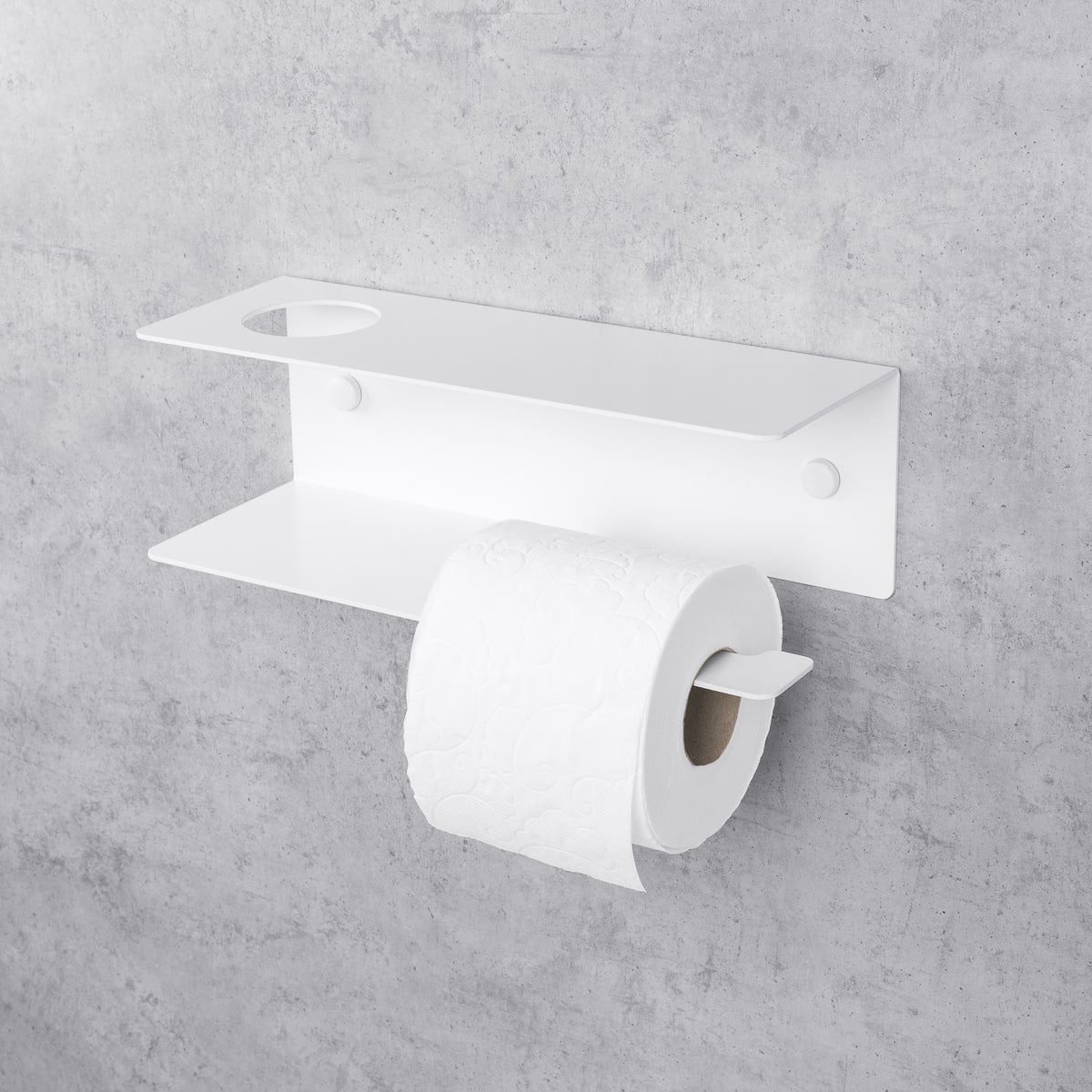 blanc porte-papier toilette avec ligne d'étagères