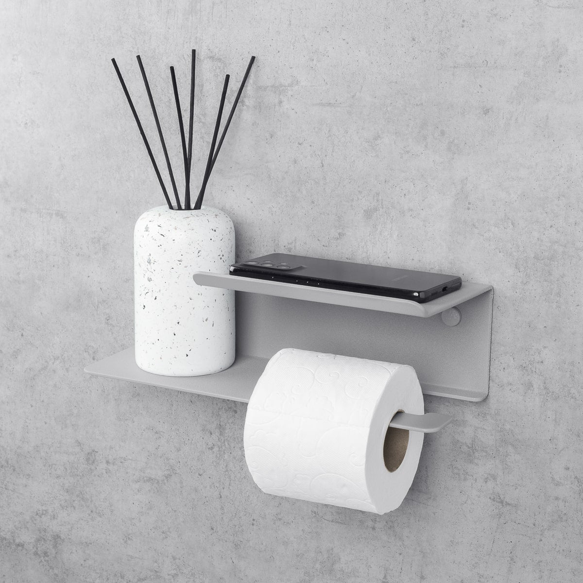 grey toilet paper holder with shelf Line Flex