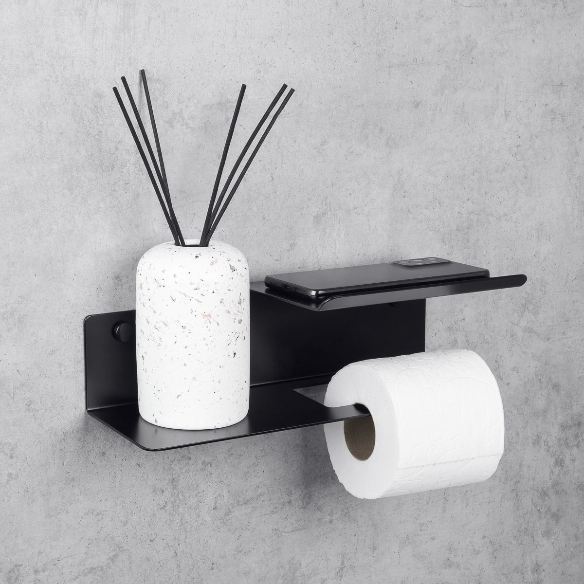 black toilet paper holder with shelf Line Flex