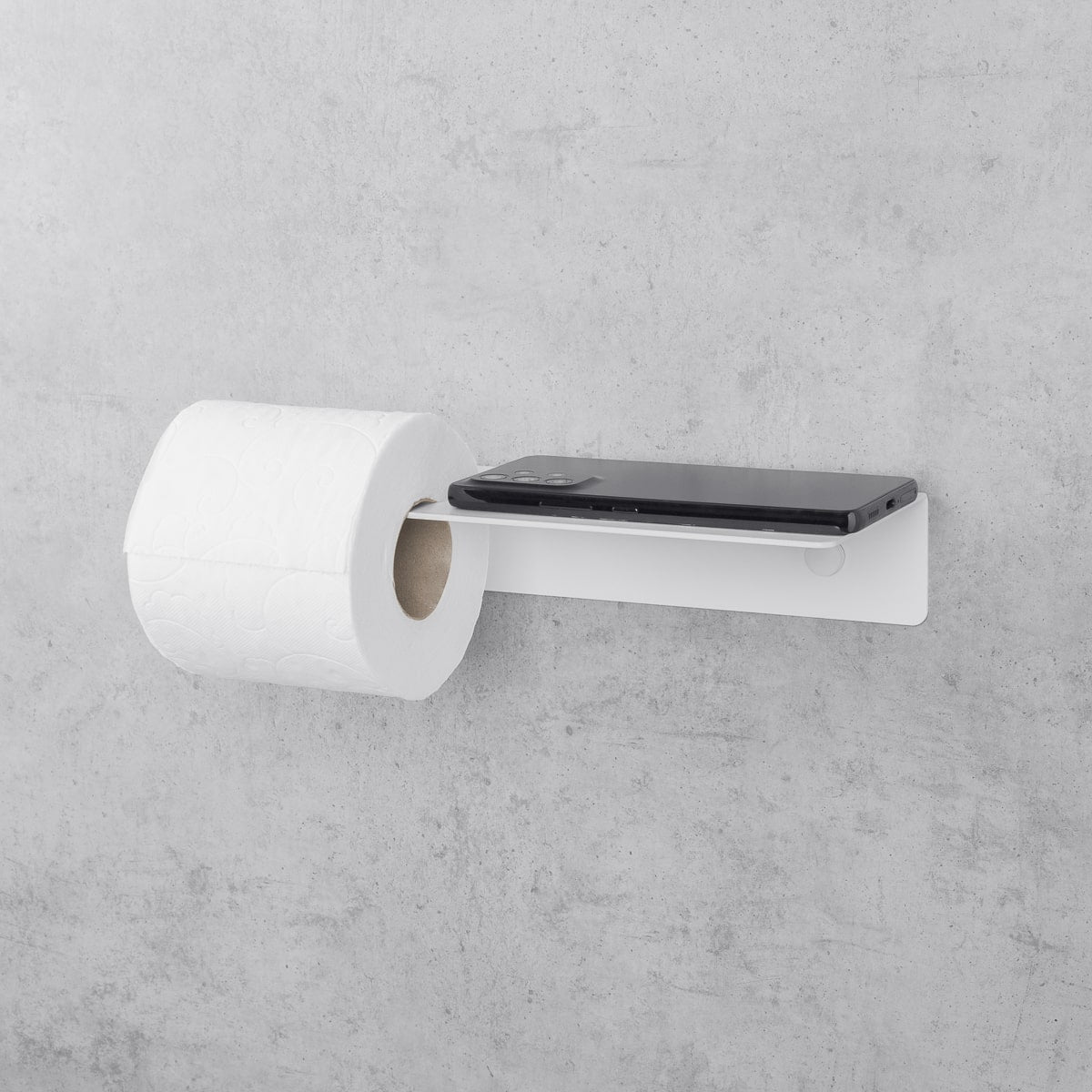 white toilet paper holder with shelf Line Base