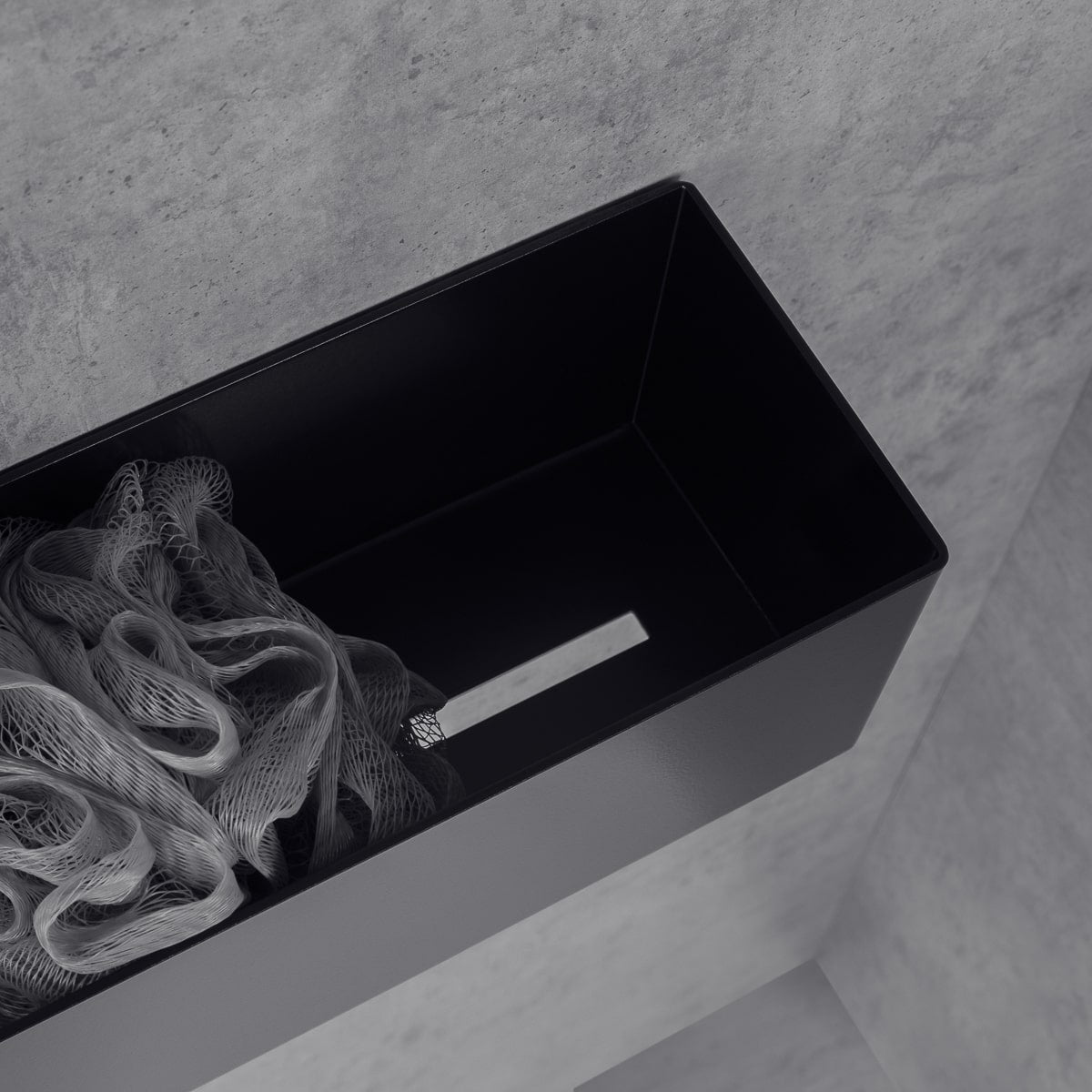 black bathroom shelf-organizer basket